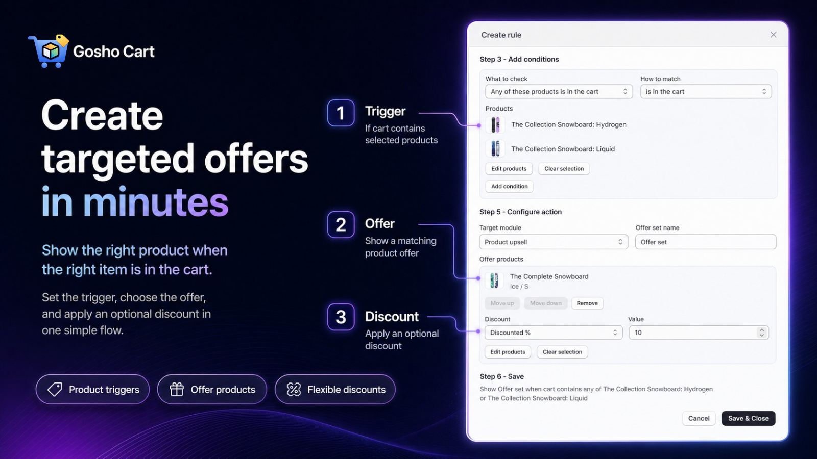 Gosho Cart rewards progress bar and admin configuration preview