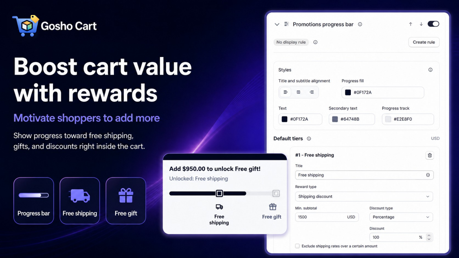 Gosho Cart targeted product offer rule builder preview